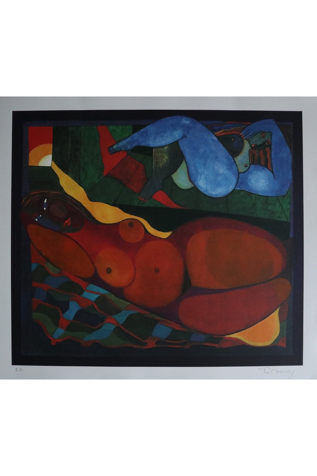 Theo Mackaay, silkscreen, resting women