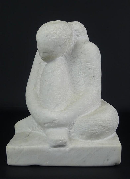 Seated woman, white marble